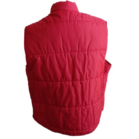 Large Vintage 80s Puffer Vest Teter Oil Field Red Insulated Zip-Up Jacket - Picture 4 of 7